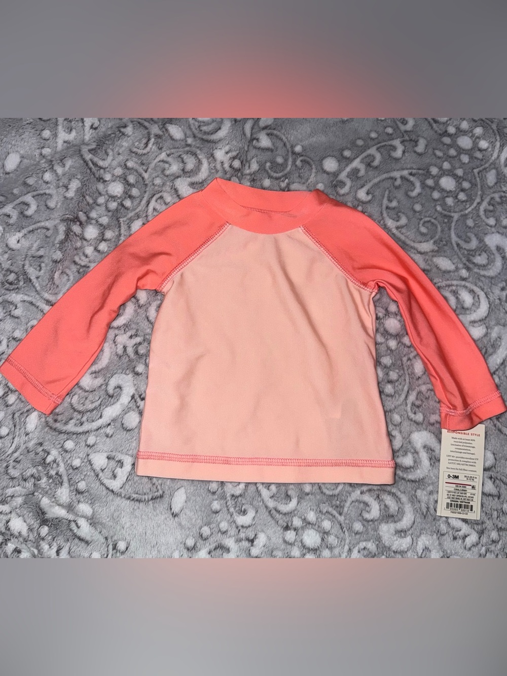 Cat & Jack Baby Coral Long Sleeve Rash Guard 0–3M NWT